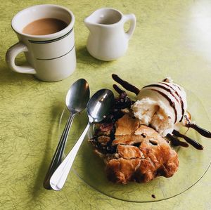 High angle view of coffee on table