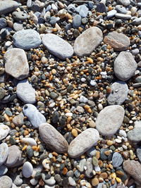 High angle view of stones