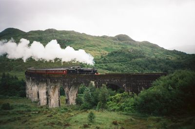 Harry potter train on a foggy day
