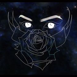 Digital composite of light painting against black background