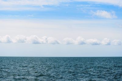 Scenic view of sea against cloudy sky