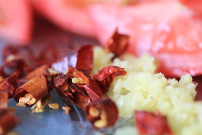Full frame shot of chopped fruits
