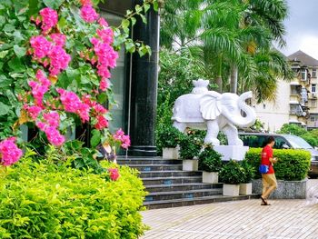 Full length of woman standing on footpath