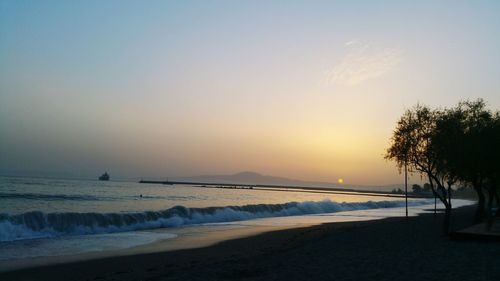 Scenic view of sea at sunset