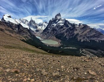 Scenic view of mountains against sky