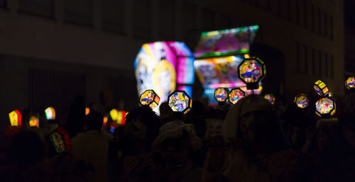 Stadthausgasse, basel, switzerland february 18. illuminated lanterns during the morgestraich parade.