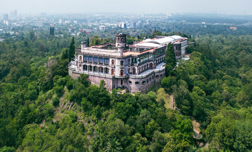 High angle view of buildings in city