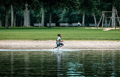 Man playing in park