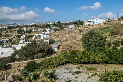 High angle view of townscape against sky