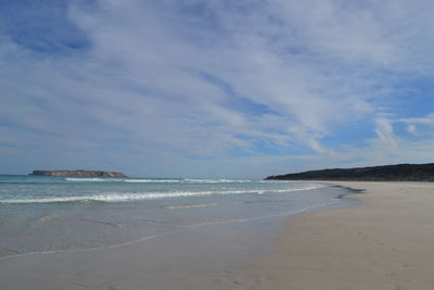 Scenic view of beach against sky