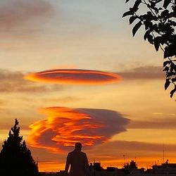 Silhouette of people against cloudy sky