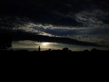 Scenic view of silhouette landscape against sky during sunset