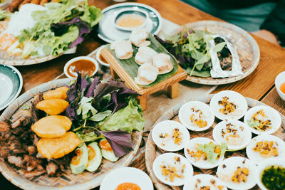High angle view of food on table
