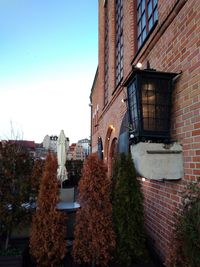 Low angle view of buildings against clear sky