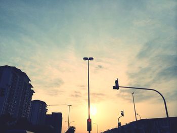 Silhouette of buildings at sunset