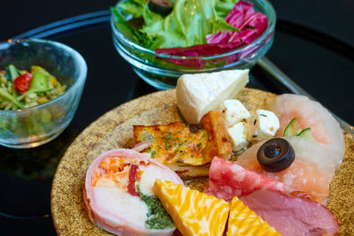 Close-up of food in plate on table