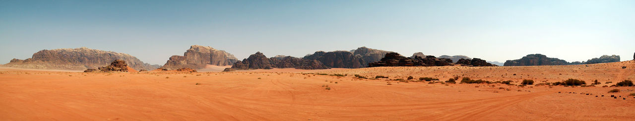Panoramic view of desert against sky
