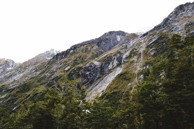 Low angle view of mountain against clear sky