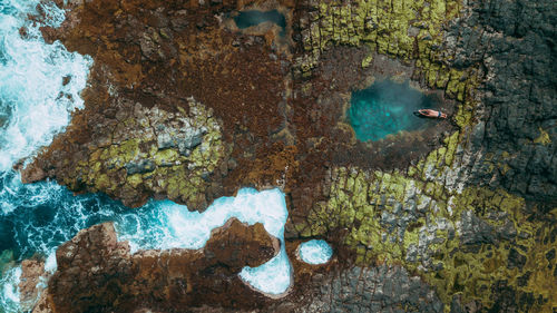 Panoramic view of sea and rock