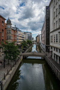 Canal aaboulevarden amidst buildings in  aarhus city