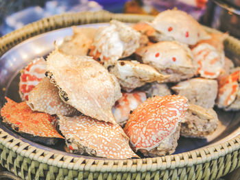 Close-up of fish in plate on table