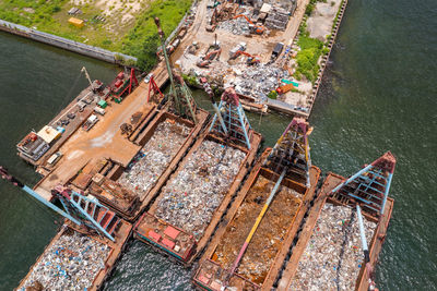 High angle view of pier over sea