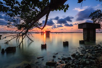 Scenic view of sea against sky during sunset