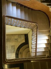 High angle view of spiral staircase