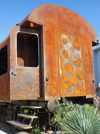 Abandoned train on railroad track