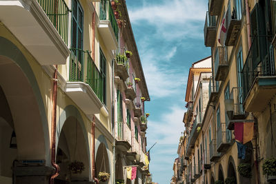 Low angle view of buildings against sky