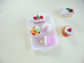 High angle view of cupcakes