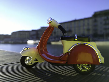 Close-up of motorcycle miniature