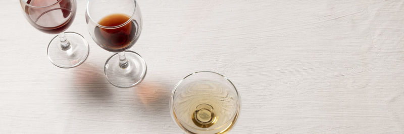 High angle view of drink on table