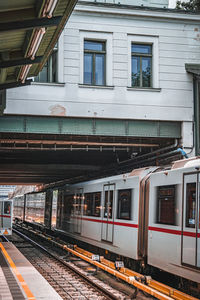 Train on railroad station