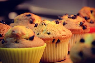 Close-up of cupcakes on table