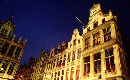 Low angle view of buildings at night