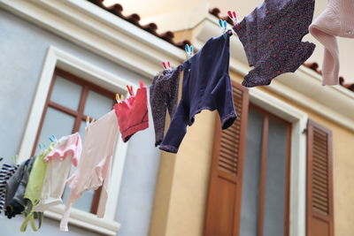 Low angle view of clothes drying