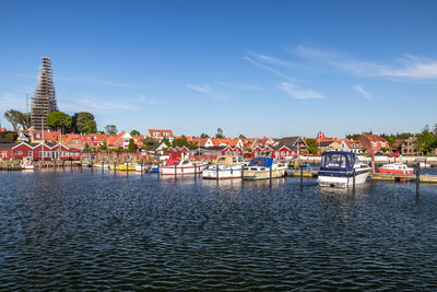 View of river with buildings in background