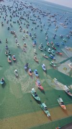 High angle view of people on beach