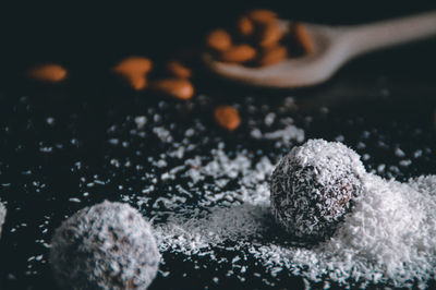 High angle view of ice cream on table