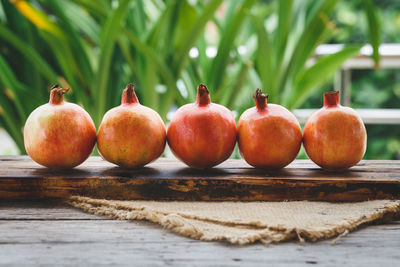 Close-up of pomegranates on table