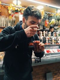 Man holding ice cream