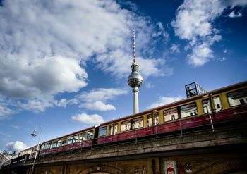 Low angle view of train against the sky