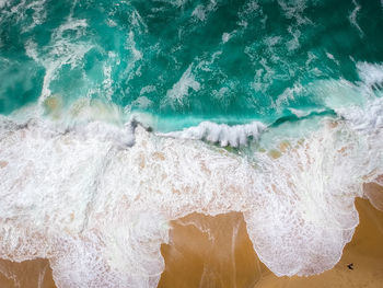 High angle view of beach on sunny day