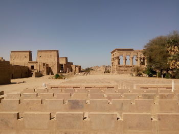 View of old ruins against clear sky