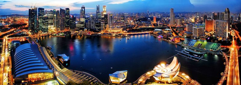 Panoramic view of illuminated city at nightlo