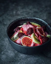 High angle view of figs in bowl