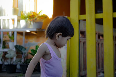 Side view of a boy looking away