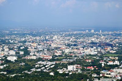 High angle view of townscape against sky