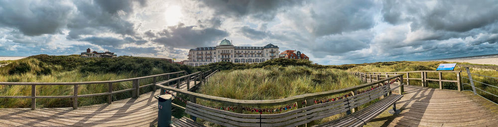 Panoramic view of bridge against sky